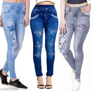 Lycra stretchable jeans style jeggings without pocket